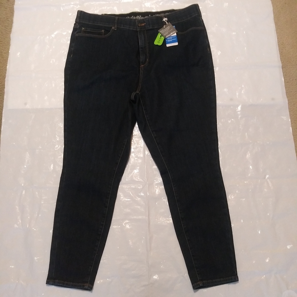 Eddie Bauer Slightly Curvy HighRised Skinny-Leg Indigo Jean Sz-20W Stretchy Pant